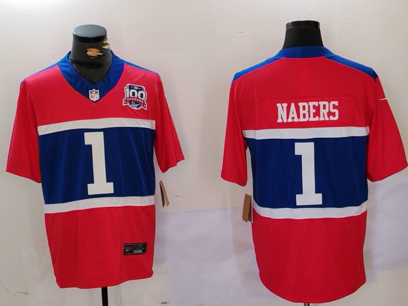 Men New York Giants #1 Nabers Red Throwback 2024 Nike Vapor Limited NFL Jersey style 9122->indianapolis colts->NFL Jersey